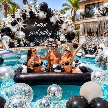 Black and Silver Disco Balloon Arch Garland Kit | Premium Latex Balloons - Image 2