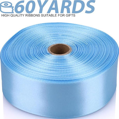1-1/2 Inch 60 Yards Sky Blue Solid Satin Ribbon - Image 2