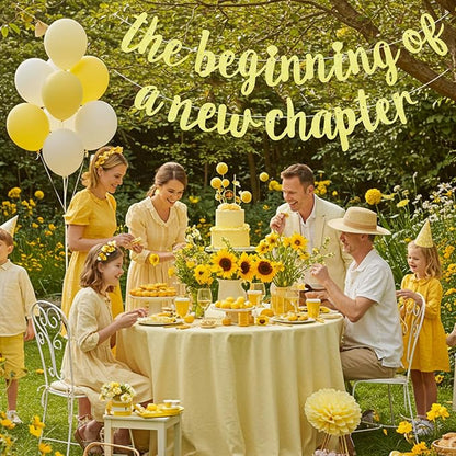 BEISHIDA Yellow Pre-Strung Glitter The Beginning of A New Chapter Banner | - Image 4