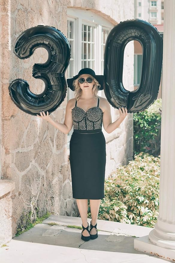 Number 3 Balloons Birthday Decorations, 40In Black Balloons - Image 3