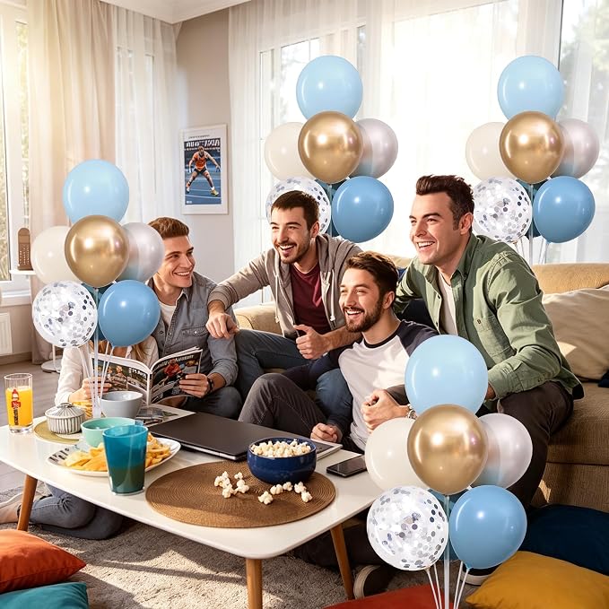 4 Sets Dusty Blue and Gold Balloons Stand - Image 3