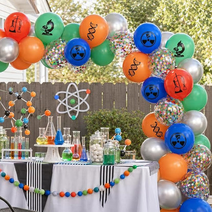 Science Party Balloons, 12 Inch Dark Light Blue Red Green Orange Metallic - Image 7