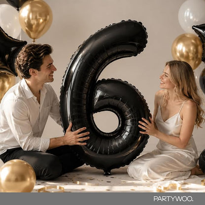PartyWoo Number Balloons 40 Inch Black Number 6 Kit 25pcs - Image 9
