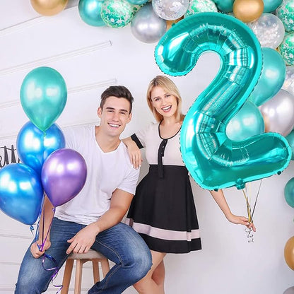 KatchOn Aqua Blue Number 2 Balloon 40 Inch 2nd Birthday Decorations - Image 7