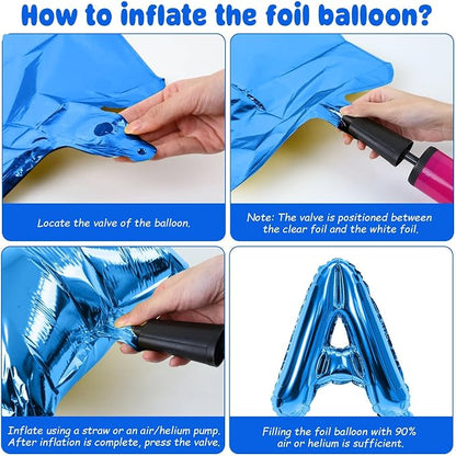29PC Blue Yellow Happy Birthday Balloon Banner, 16 Inch 3D Aluminum Letter - Image 6