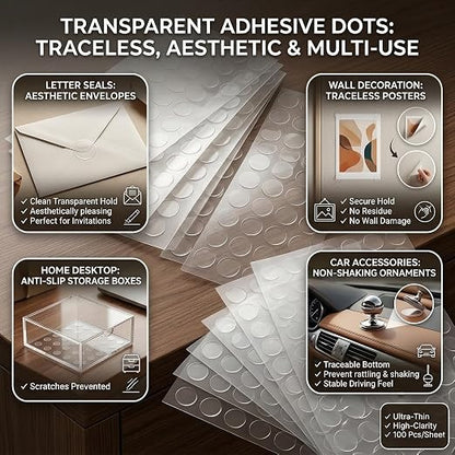 Glue Dots Double Sided 200 PCS, 1.18 Inch Clear Sticky Dots Removable Adhesive - Image 5