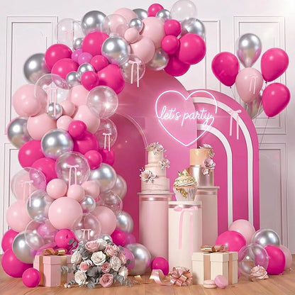 Hot Pink Silver Balloons 60pcs Light Pink Silver Balloon Bow Transparent Clear by Unknown
