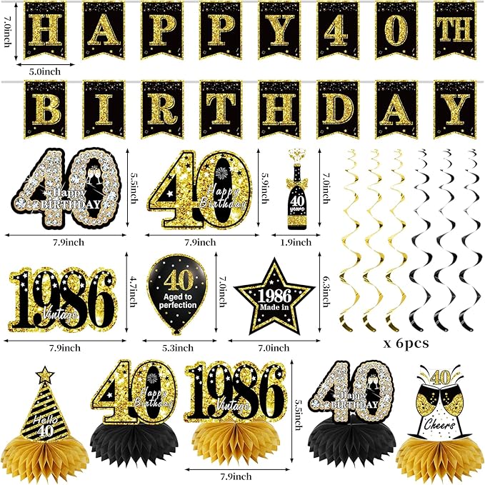 Zirtorei 40th Birthday Decorations - Image 2