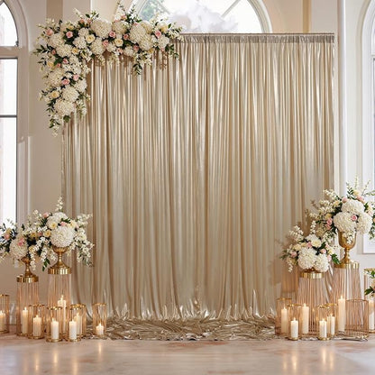 20x10ft Thick Champagne Glitter Backdrop Curtain Panels - Image 8