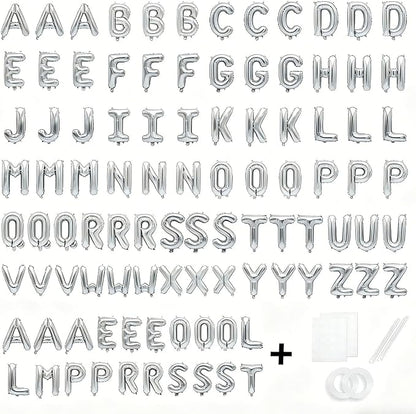 98 Pcs Silver Letter Balloons, Custom 3 Set A-Z Set - Image 2