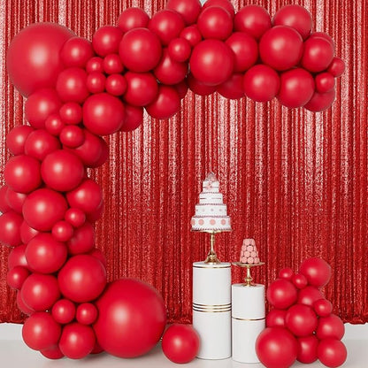 2×8FT-2PCS Red Sequin Backdrop Curtains Panels, Photography Backdrop Glitter - Image 2