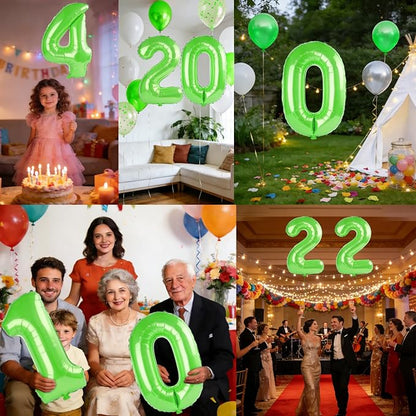 40 Inch Number 4 Balloons for 4th Birthday Party Decorations, 0-100 Fruit Green - Image 7