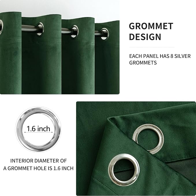 MIULEE Velvet Curtains Christmas Emerald Green 52 x 72 Inch Length Set of 2 | - Image 2