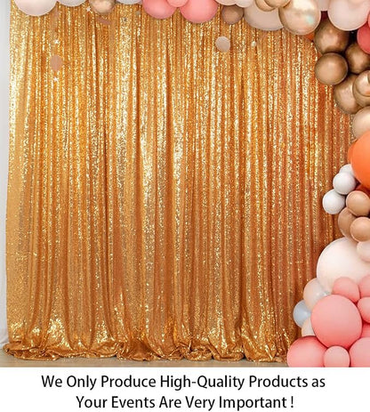ShinyBeauty Gold Sequin Curtain Backdrop 2 Panels 4FTx8FT Photo Curtain - Image 2