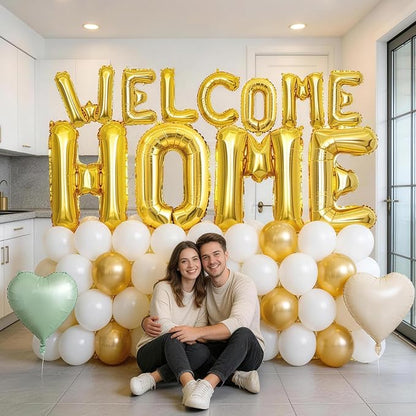 Welcome Home Balloons Green Gold, 40Inch HOME and 16Inch Welcome Foil Balloons - Image 3