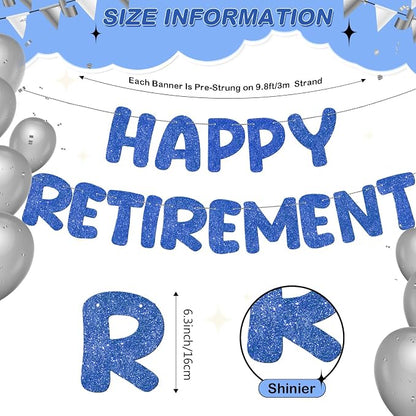 Fulmoon Pre Strung Happy Retirement Banner Glitter Retirement Sign Funny - Image 2