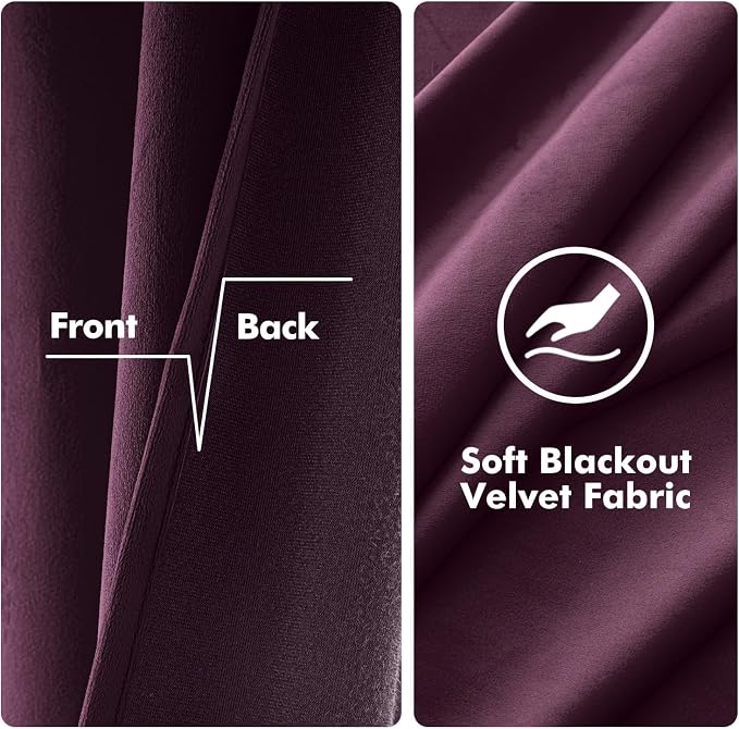 MIULEE Velvet Curtains Purple Orchid 52 x 90 Inch Length Set of 2 | Grommet - Image 3