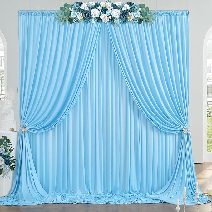 40ftx10ft Wrinkle Free Baby Blue Backdrop Curtains - Image 7