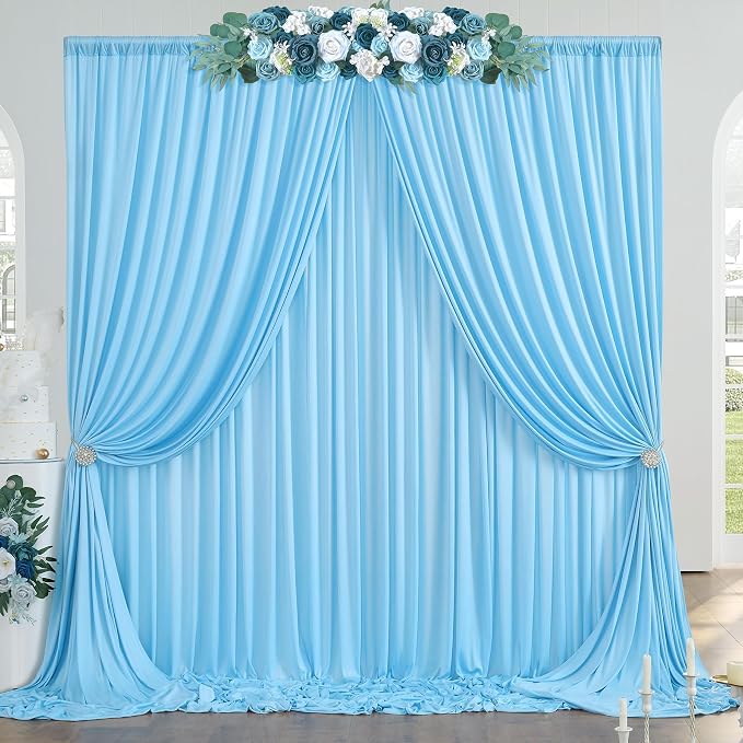 10ft x 10ft Wrinkle Free Baby Blue Backdrop Curtain by ENJOYYOURPARTY