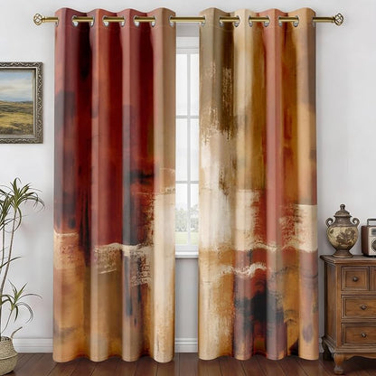 Asuexpect Burnt Orange Curtains 2 Panels Abstract Rust Curtain Room Darkening by Asuexpect