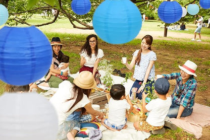 LURICO 16 Pcs Blue/White Paper Lanterns - Image 2
