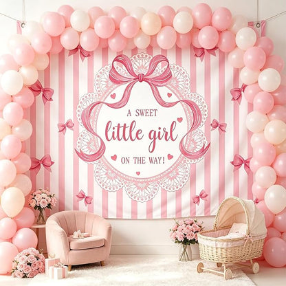 AIBIIN A Sweet Little Girl is on The Way Photography Background Pink Bow Girls - Image 6