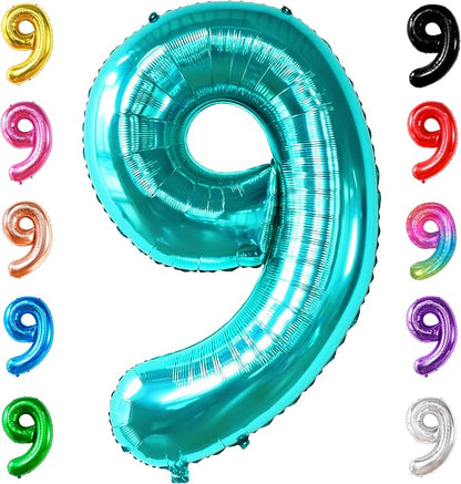 KatchOn Foil Teal Blue Number 9 Balloon by KatchOn