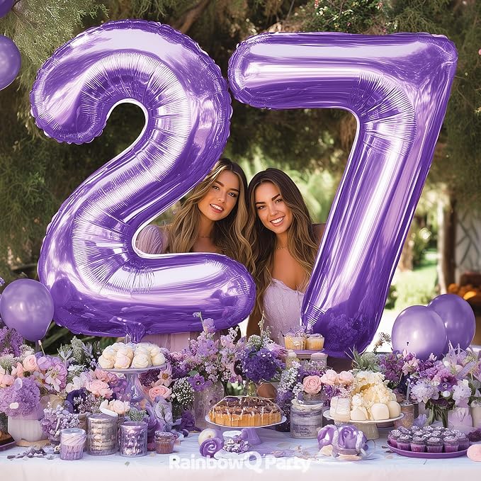 RainbowQ Purple 21 Balloon Number 40 Inch 0-40 Foil Large Balloons | Big Mylar - Image 5