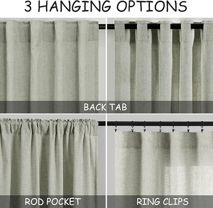 Sage Green Curtains 132 Inches Long 2 Panels - Image 3