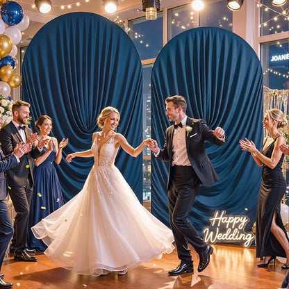 Navy Blue Wedding Arch Backdrop Cover 7.2ft and 6ft Draped Arch Covers Stretchy - Image 2