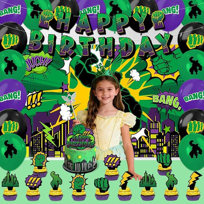 42Pack Green Hero Party decoration pack include Banner, Honeycomb Centerpieces - Image 4