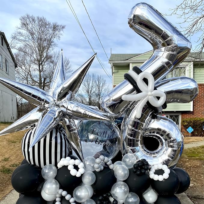 40" Silver Number 6 Balloon for Girls Boys, Large Self Inflating Helium Foil - Image 5