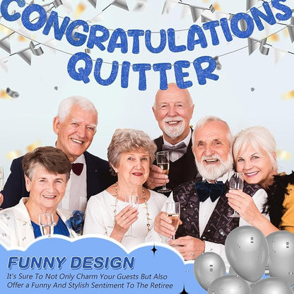 Fulmoon Pre Strung Congratulations Quitter Glitter Banner Funny Retirement - Image 4