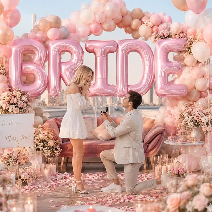 40 Inch BRIDE Balloons Bachelorette Party Decorations, Pearl Pink Bride Letter - Image 5