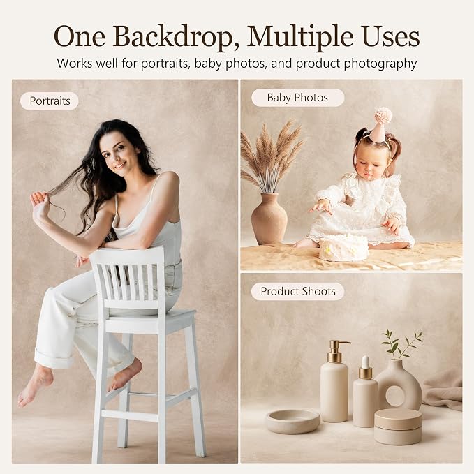 Abstract Photography Backdrop for Photoshoot, Light Beige, No Stand | - Image 5