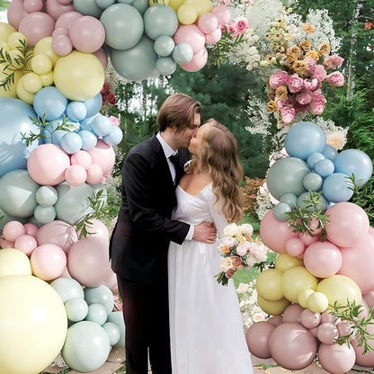 Pink Blue Yellow Pastel Balloon Arch Kit - Image 3