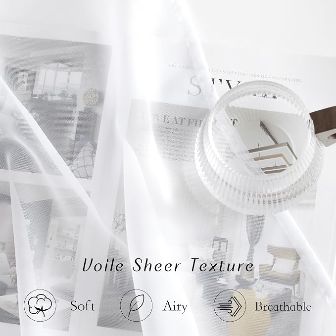 NICETOWN White Sheer Curtains 72 inches Long - Image 4