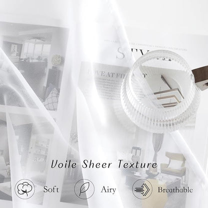 NICETOWN White Sheer Curtains 72 inches Long - Image 4
