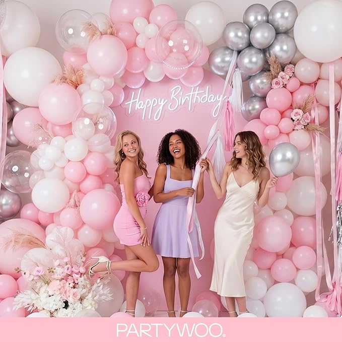 PartyWoo Baby Pink Balloons 128 pcs Different Sizes of 18 12 10 5 Inch Pastel - Image 5