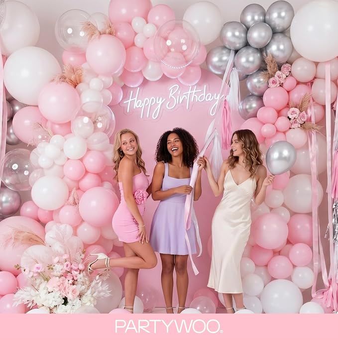 PartyWoo Baby Pink Balloons 155pcs Pastel Pale Light Pink Color | 18 12 10 5 - Image 5