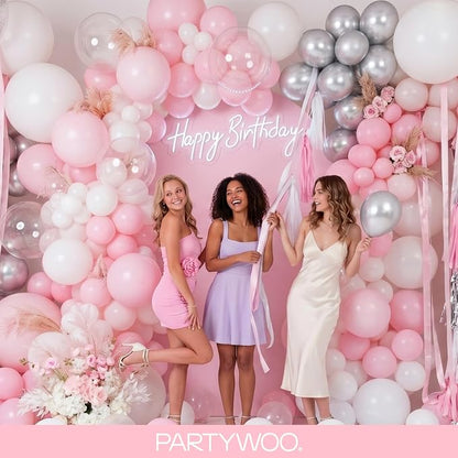 PartyWoo Baby Pink Balloons 155pcs Pastel Pale Light Pink Color | 18 12 10 5 - Image 5