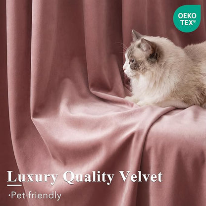 Mauve Velvet Curtains for Home Theater Room Nursery, 300GSM Heavy Soft Velvet - Image 5