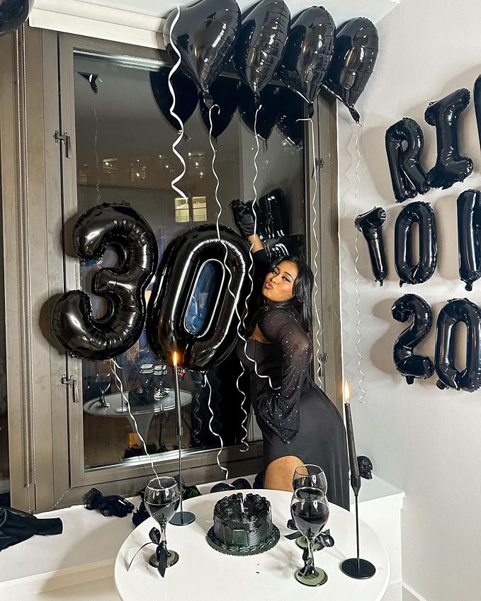 Black Number 10 Balloon 40 Inch, 10th Birthday Party Decorations Men Women | - Image 4