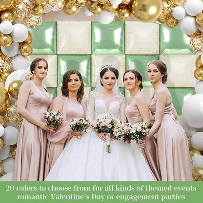 Mint and MilkWhite Square Foil Balloons 25 Pcs Metallic Mint and MilkWhite - Image 4