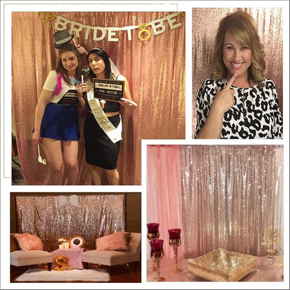 Poise3EHome Rose Gold Sequin Backdrop, 8FT x 10FT Sequin Photography Backdrop - Image 7