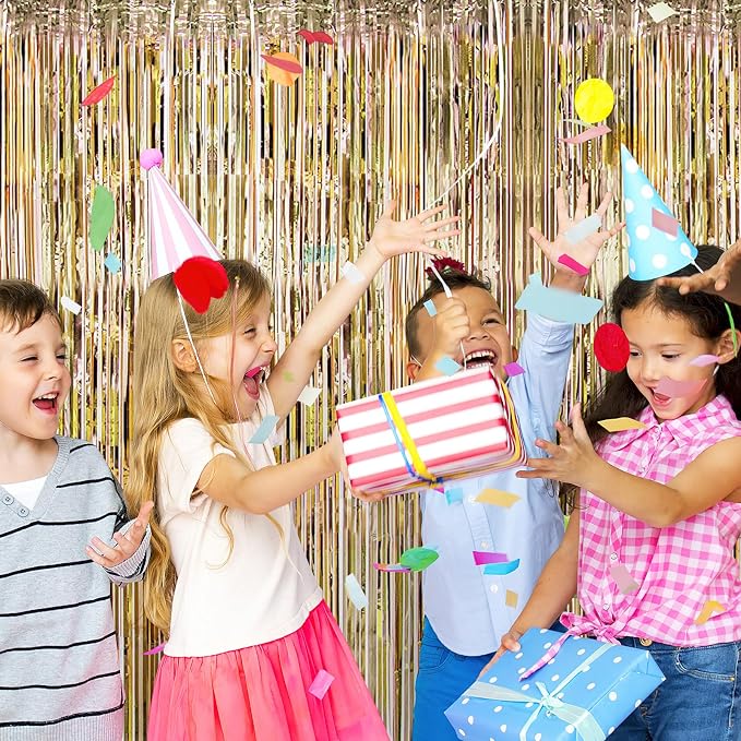 10 Pack Champagne Gold Foil Curtain Backdrop 3.2ft x 9.8ft Metallic Tinsel Foil - Image 5