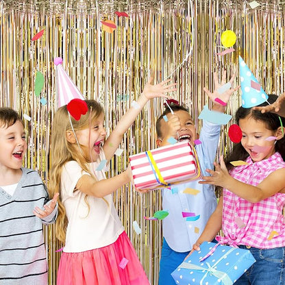 10 Pack Champagne Gold Foil Curtain Backdrop 3.2ft x 9.8ft Metallic Tinsel Foil - Image 5