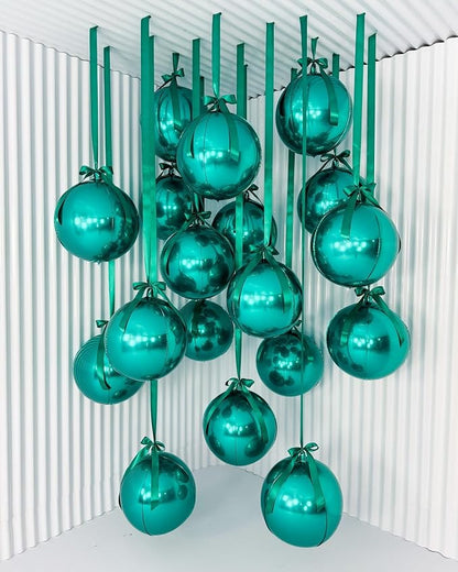 12Pcs Dark Green Round Balloons Foil, Large Emerald Balloons - Image 3