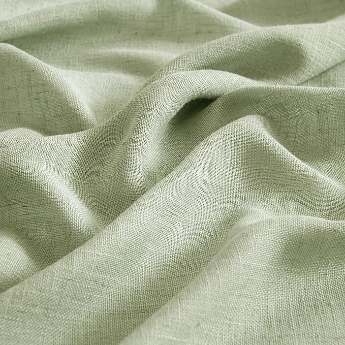 MIULEE Sage Green Linen Curtains 37x72 Inch Length 2 Panels | Window Drapes - Image 4