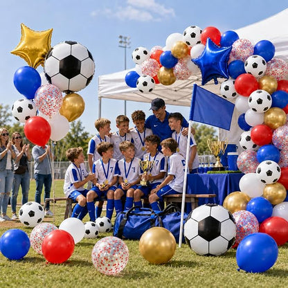 Soccer Balloons, Metallic Gold Red Confetti Balloon - Image 8